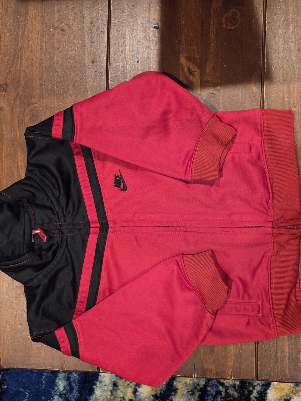 Nike Kids Red and Black Puffer-Style Track Jacket